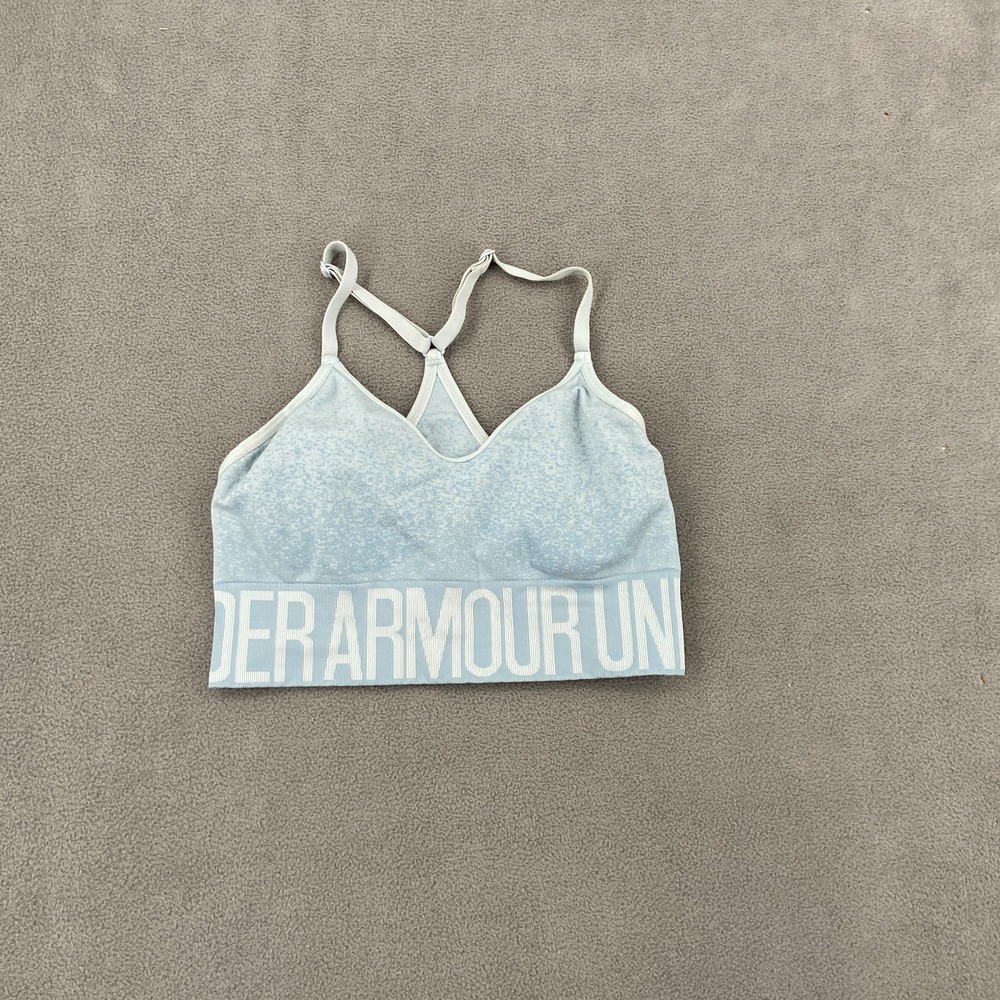 Under Armour Vanish Seamless Sports Bra Womens‎ Medium Heather Blue Gym Training